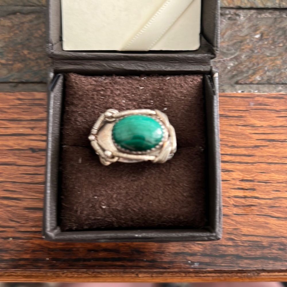 Malachite Ring set in Sterling Silver size 7.5